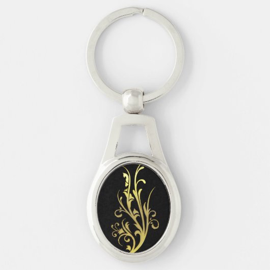 Abstracte Luxe Faux Gold Flower Sleutelhanger (Voorkant)