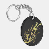 Abstracte Luxe Faux Gold Flower Sleutelhanger (Voorkant Links)