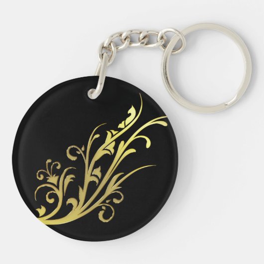 Abstracte Luxe Faux Gold Flower Sleutelhanger (Achterkant)