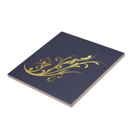 Abstracte Luxe Faux Gold Flower Tegeltje (Zijkant)