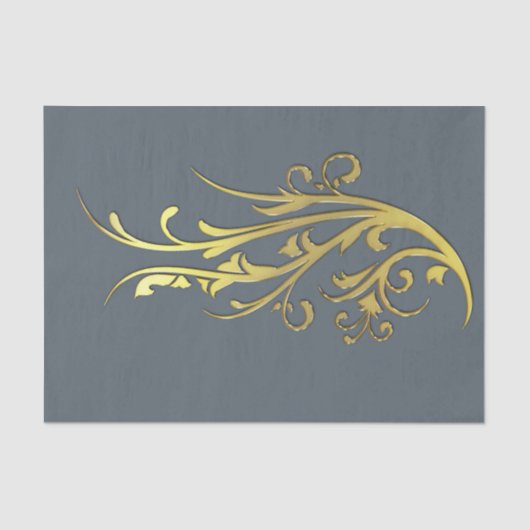 Abstracte Luxe Faux Gold Flower Tissuepapier (Voorkant)