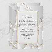 Abstracte luxe gouden lijnen bruiloft kaart (Voorkant / Achterkant)