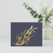 Abstracte luxe nepgouden bloem briefkaart (Staand voorkant)
