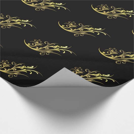 Abstracte luxe nepgouden bloem cadeaupapier (Hoek)
