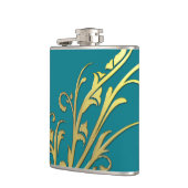 Abstracte luxe nepgouden bloem heupfles (Links)