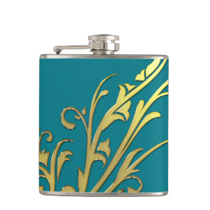 Abstracte luxe nepgouden bloem heupfles