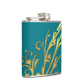 Abstracte luxe nepgouden bloem heupfles (Rechts)