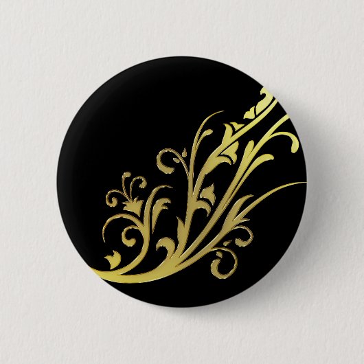 Abstracte luxe nepgouden bloem ronde button 5,7 cm (Voorkant)