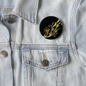 Abstracte luxe nepgouden bloem ronde button 5,7 cm (In situ)