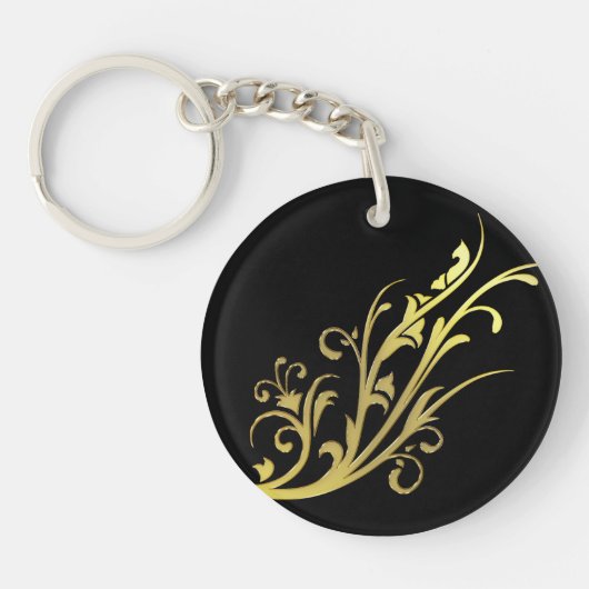 Abstracte luxe nepgouden bloem sleutelhanger (Voorkant)