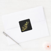 Abstracte luxe nepgouden bloem vierkante sticker (Envelop)