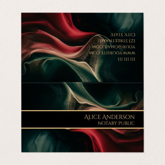 Abstracte luxe zwart rood groen goud Two-Fold Visitekaartje (Buitenkant ongevouwen)