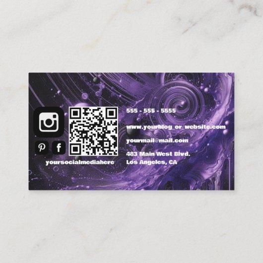 Abstracte Luxury Glam Paarse schoonheidsconsulent Visitekaartje (Achterkant)