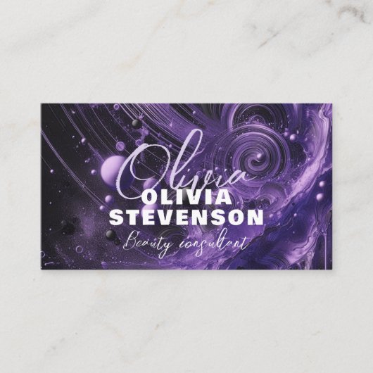 Abstracte Luxury Glam Paarse schoonheidsconsulent Visitekaartje (Voorkant)