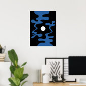 Abstracte Maan Vormt Blauw Zwart Moderne Muur Poster (Thuiskantoor)