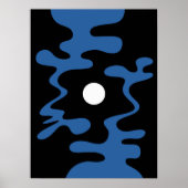 Abstracte Maan Vormt Blauw Zwart Moderne Muur Poster (Voorkant)
