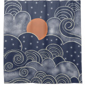 Abstracte maanblauwe nachtelijke hemel douchegordijn (Voorkant)