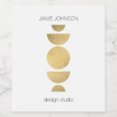 Abstracte Maanfasen Geometrische Kunst Goud/Wit Wijn Etiket (Enkel label)