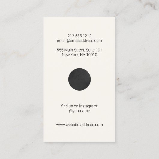 Abstracte maanfasen geometrische kunst zwart/ivoor visitekaartje (Achterkant)