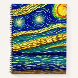 Abstracte maanlichte hemelbaring notitieboek
