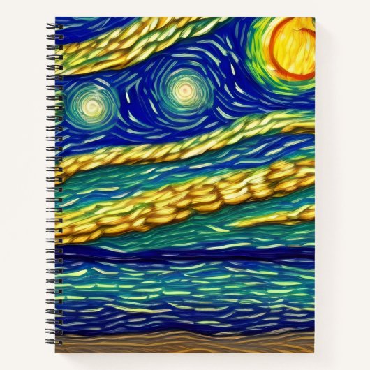 Abstracte maanlichte hemelbaring notitieboek (Voorkant)
