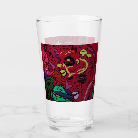 Abstracte Maanstelsel Kunst Glas (Voorkant)