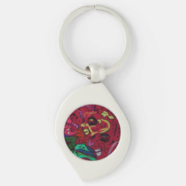 Abstracte Maanstelsel Kunst Metalen Sleutelhanger