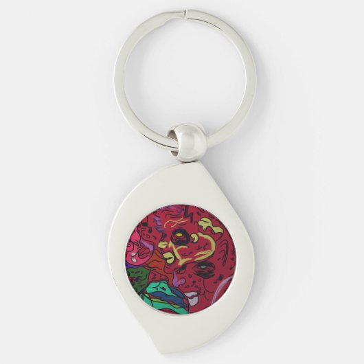 Abstracte Maanstelsel Kunst Metalen Sleutelhanger (Voorkant)