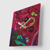 Abstracte Maanstelsel Kunst Vierkante Wandklok (Hoek)