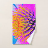 Abstracte Macro Hot Pink en Gele Coneflower Bad Handdoek (Handdoek)