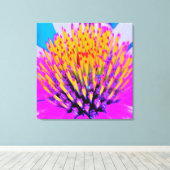 Abstracte Macro Hot Pink en Gele Coneflower Canvas Afdruk (Insitu (Houten vloer))