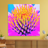 Abstracte Macro Hot Pink en Gele Coneflower Canvas Afdruk (Insitu (Woonkamer))
