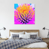 Abstracte Macro Hot Pink en Gele Coneflower Canvas Afdruk (Insitu (Slaapkamer))