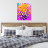 Abstracte Macro Hot Pink en Gele Coneflower Canvas Afdruk (Insitu (Slaapkamer))