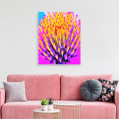 Abstracte Macro Hot Pink en Gele Coneflower Canvas Afdruk (Insitu (Woonkamer))