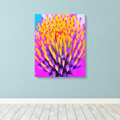 Abstracte Macro Hot Pink en Gele Coneflower Canvas Afdruk (Insitu (Houten vloer))