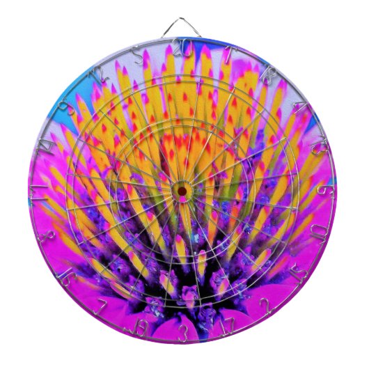 Abstracte Macro Hot Pink en Gele Coneflower Dartbord (Voorkant)