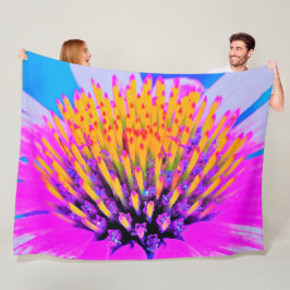 Abstracte Macro Hot Pink en Gele Coneflower Fleece Deken