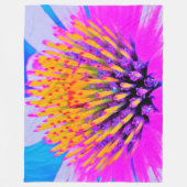 Abstracte Macro Hot Pink en Gele Coneflower Fleece Deken (Voorkant)