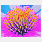 Abstracte Macro Hot Pink en Gele Coneflower Fleece Deken (Voorkant (Horizontaal))