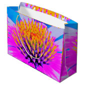 Abstracte Macro Hot Pink en Gele Coneflower Groot Cadeauzakje (Achterkant Gekanteld)