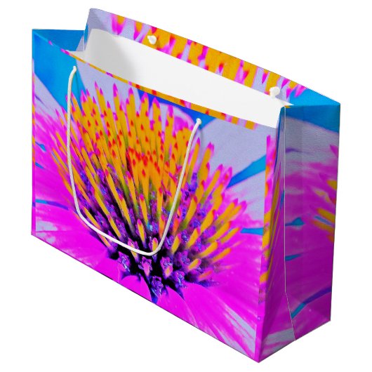 Abstracte Macro Hot Pink en Gele Coneflower Groot Cadeauzakje (Voorkant Gekanteld)