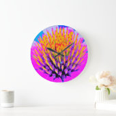 Abstracte Macro Hot Pink en Gele Coneflower Grote Klok (Huis)