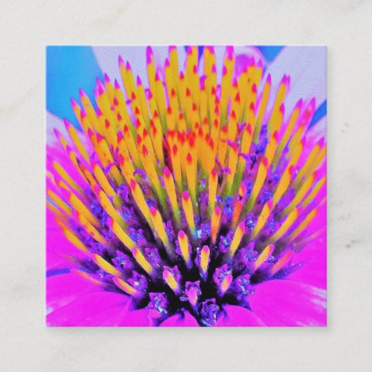 Abstracte Macro Hot Pink en Gele Coneflower Kortingskaartje (Voorkant)