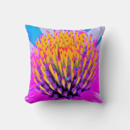 Abstracte Macro Hot Pink en Gele Coneflower Kussen