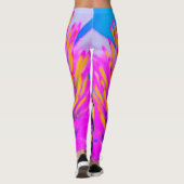 Abstracte Macro Hot Pink en Gele Coneflower Leggings (Achterkant)