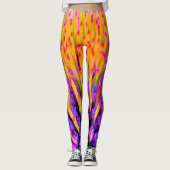 Abstracte Macro Hot Pink en Gele Coneflower Leggings (Voorkant)