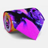 Abstracte Macro Hot Pink en Gele Coneflower Stropdas (Opgerold)