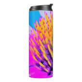 Abstracte Macro Hot Pink en Gele Coneflower Thermosbeker (Gedraaid links)