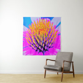 Abstracte Macro Hot Pink en Gele Coneflower Wandkleed